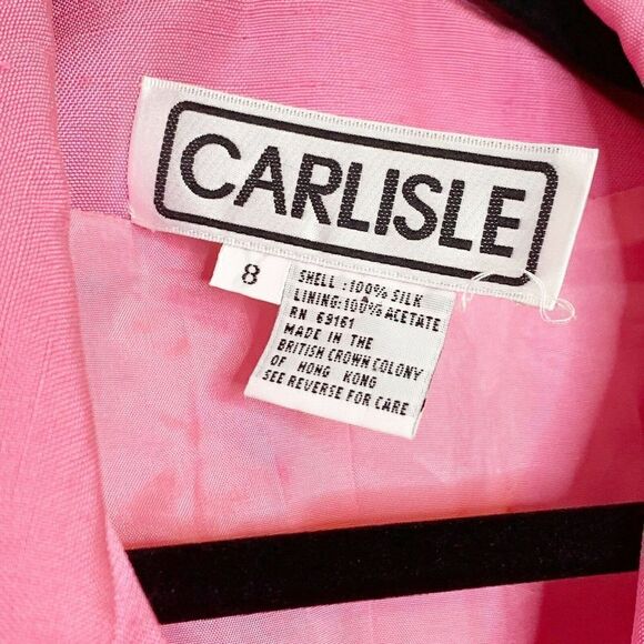 Carlisle Pink 100% Silk Gold Zipper Blazer Jacket - Picture 8 of 8